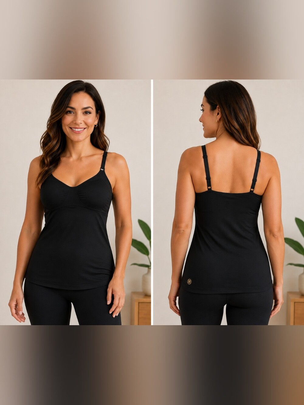 Honeylove Black Shaping Cami with Adjustable Straps Size M